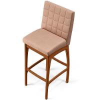 Banqueta Alta Cozinha De Jantar Fixa Mila B04 Linho Rosê - 3
