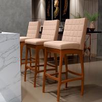 Banqueta Alta Cozinha De Jantar Fixa Mila B04 Linho Rosê - 8