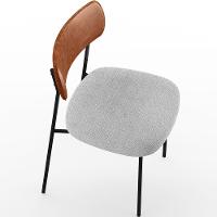 Cadeira Estofada Para Sala De Jantar L02 Camel Bouclê Cinza - 2