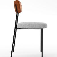 Cadeira Estofada Para Sala De Jantar L02 Camel Bouclê Cinza - 3