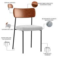 Cadeira Estofada Para Sala De Jantar L02 Camel Bouclê Cinza - 6