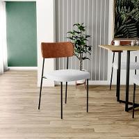 Cadeira Estofada Para Sala De Jantar L02 Camel Bouclê Cinza - 7