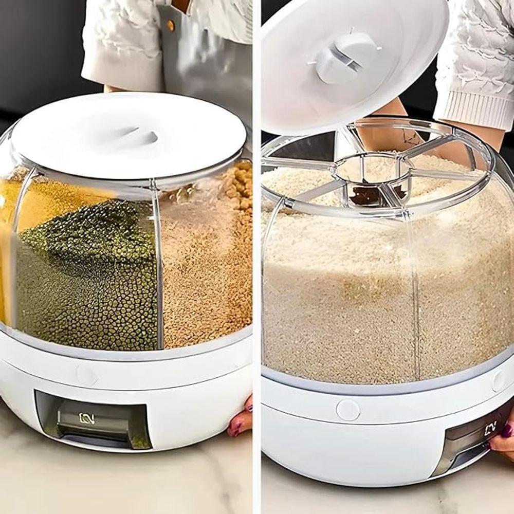 Dispenser De Alimentos E Grãos Giratório Com 6 Divisões - 4