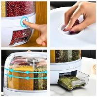 Dispenser De Alimentos E Grãos Giratório Com 6 Divisões - 7