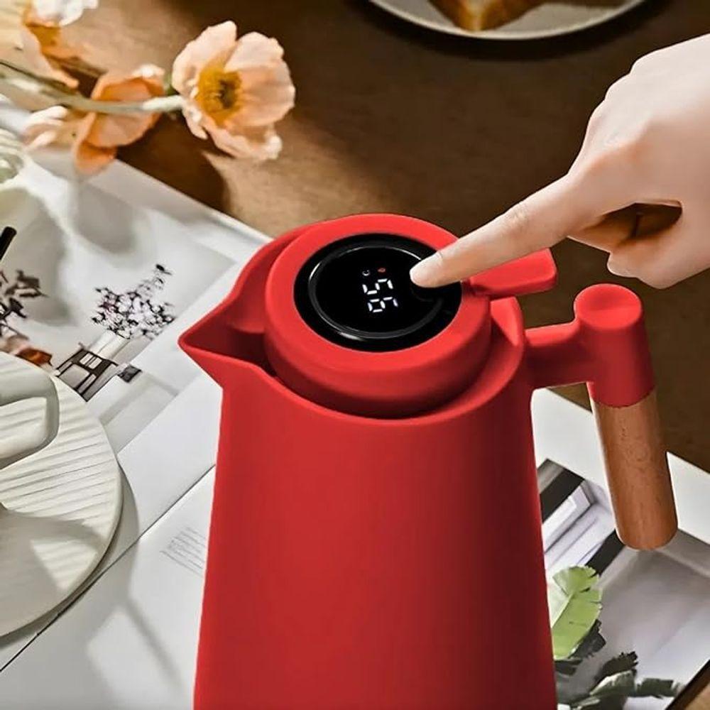 Garrafa Térmica Com Termômetro 1l Vermelho - 4