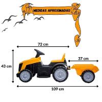 Mini Trator Carro Eletrico Infantil Bang Toys 6v Com Reboque Amarelo U - 1