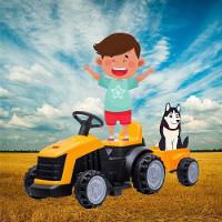 Mini Trator Carro Eletrico Infantil Bang Toys 6v Com Reboque Amarelo U - 2