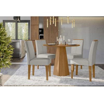 Mesa De Jantar Isis 100x100 Cm Sem Vidro Ype E 4 Cadeiras Amanda Ype Animale Areia - New Ceval