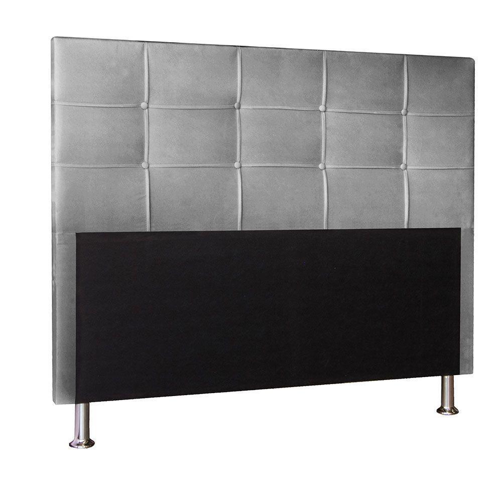 Kit Cabeceira E Calçadeira Baú Queen 1,60m Roma Suede - Pallazio Cor Cinza - 6
