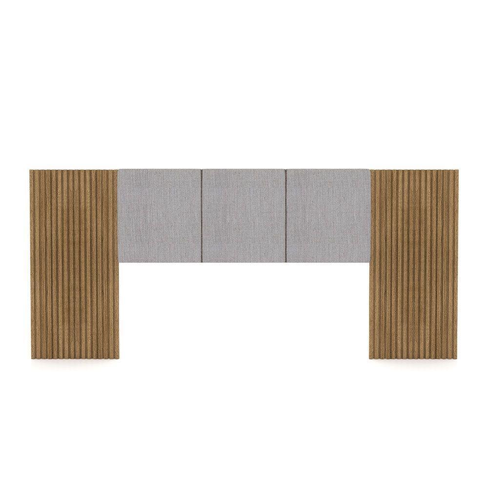 Cabeceira Painel Casal Ripado Nature E Linho Cinza Sevilha 273 Cm - Pallazio - 1