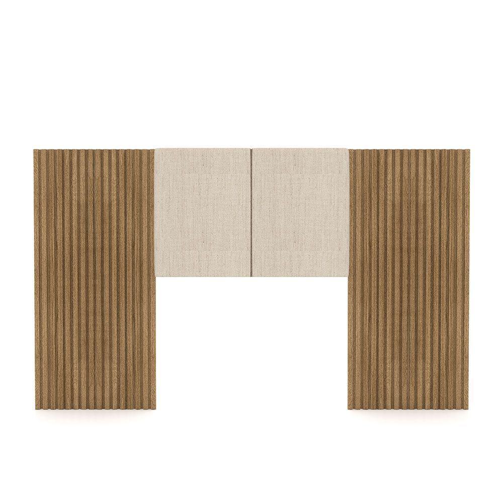 Cabeceira Painel Solteiro Ripado Nature E Linho Bege Sevilha 203 Cm - Pallazio - 1