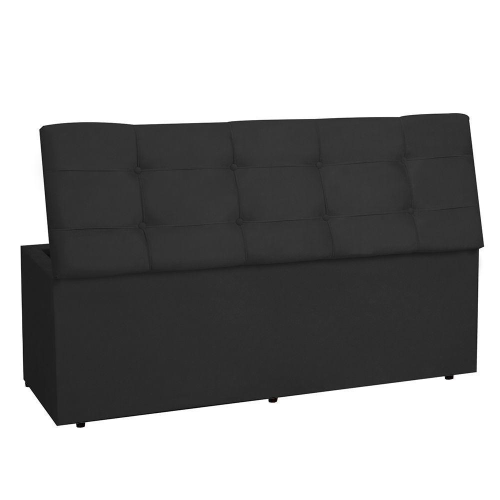Kit Cabeceira E Calçadeira Baú Queen 1,60m Roma Suede - Pallazio Cor Preto - 8