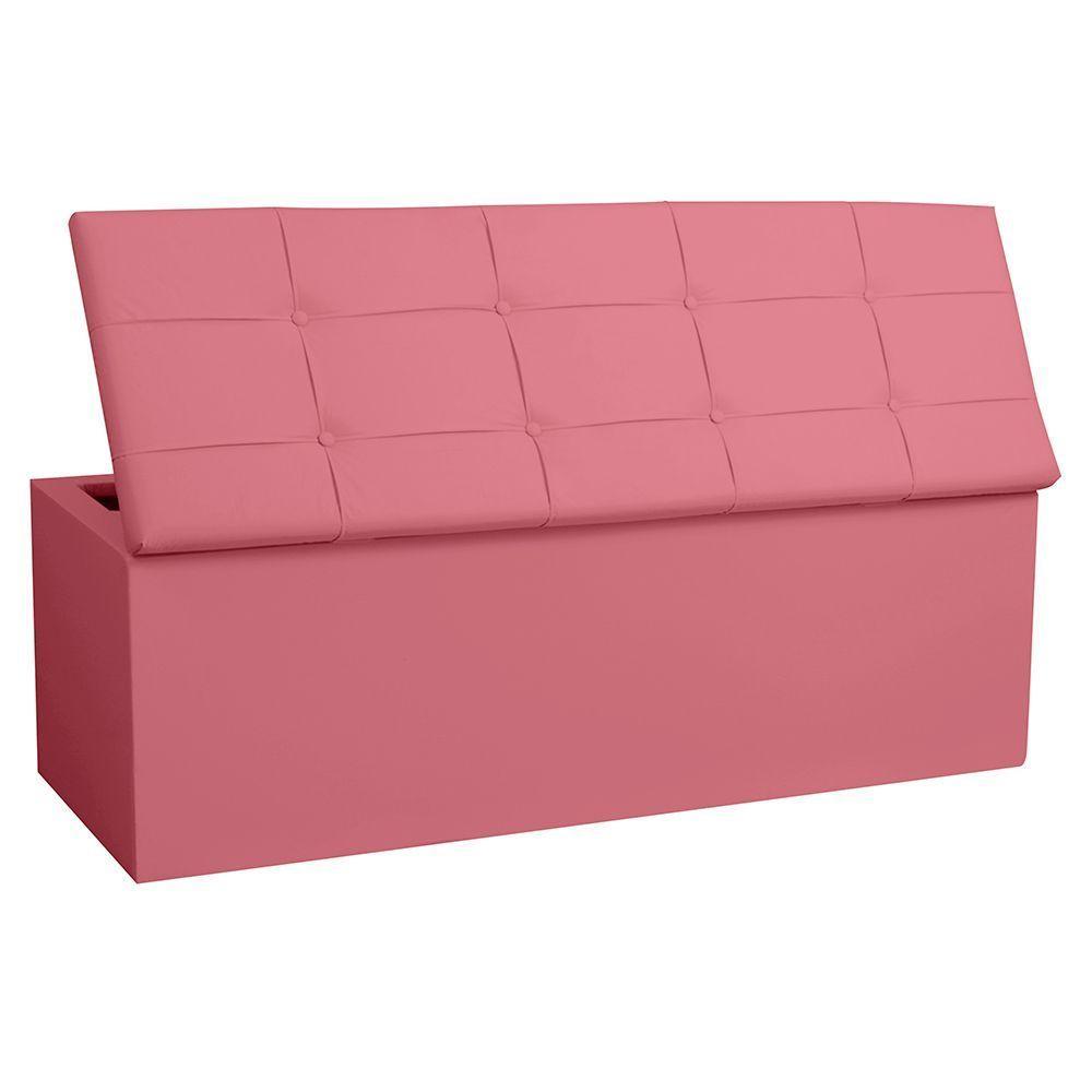 Kit Cabeceira E Calçadeira Baú Queen 1,60m Roma Suede - Pallazio Cor Rosa - 4