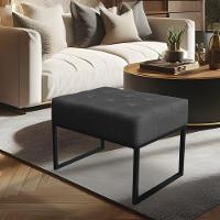 Puff Lisa Suede Grafite Base Metálica Industrial Preto - Pallazio - 5