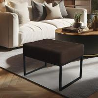 Puff Lisa Suede Marrom Base Metálica Industrial Preto - Pallazio - 5