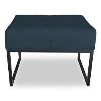 Puff Lisa Suede Base Metálica Industrial Preto - Pallazio Cor Azul Marinho - 2