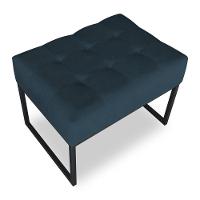 Puff Lisa Suede Base Metálica Industrial Preto - Pallazio Cor Azul Marinho - 5