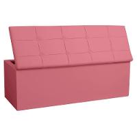 Kit Cabeceira E Calçadeira Baú Casal 1,40m Roma Suede - Pallazio Cor Rosa