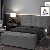 Kit Cabeceira E Calçadeira Baú King 1,95m Roma Suede Cinza - Pallazio - 7