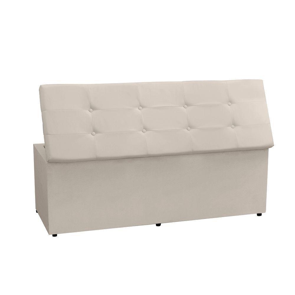 Kit Cabeceira E Calçadeira Baú Casal 1,40m Berlim Suede Bege - Pallazio - 4