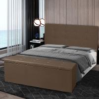 Kit Cabeceira E Calçadeira Baú King 1,95m Berlim Suede Marrom - Pallazio - 7