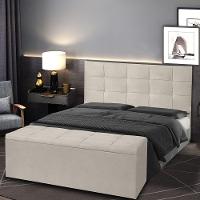 Kit Cabeceira E Calçadeira Baú King 1,95m Roma Suede Bege - Pallazio - 7