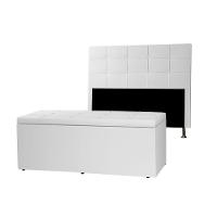 Kit Cabeceira E Calçadeira Baú Queen 1,60m Roma Corano Branco - Pallazio - 1