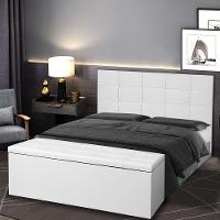 Kit Cabeceira E Calçadeira Baú Queen 1,60m Roma Corano Branco - Pallazio - 5