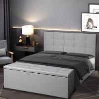 Kit Cabeceira E Calçadeira Baú Casal 1,40m Roma Corano Cinza - Pallazio - 6