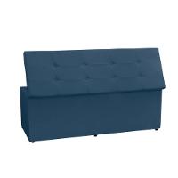 Kit Cabeceira E Calçadeira Baú Casal 1,40m Berlim Suede - Pallazio Cor Azul Marinho