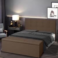 Kit Cabeceira E Calçadeira Baú Casal 1,40m Roma Suede Marrom - Pallazio - 7