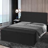 Kit Cabeceira E Calçadeira Baú Solteiro 0,90m Berlim Suede Preto - Pallazio - 7