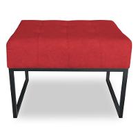 Puff Lisa Suede Base Metálica Industrial Preto - Pallazio Cor Vermelho - 5