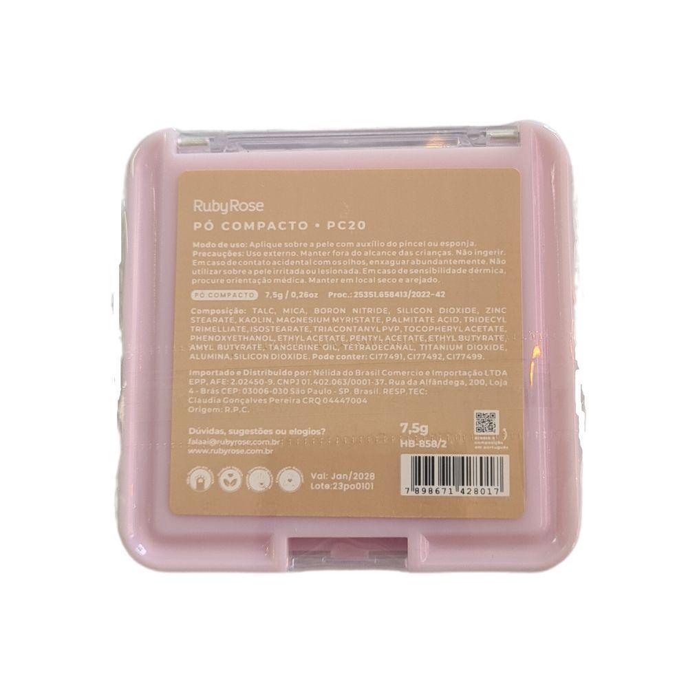 Ruby Rose Pó Compacto Hb858 Textura Fina 7,5g Cor pc20 - 2