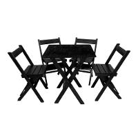 Conjunto Mesa Dobrável 70x70 Com 4 Cadeiras Em Madeira Maciça - Preto - Preto - 1