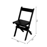 Conjunto Mesa Dobrável 60x60cm Com 4 Cadeiras Em Madeira Maciça - Preto - Preto - 2