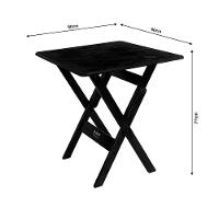 Conjunto Mesa Dobrável 60x60cm Com 4 Cadeiras Em Madeira Maciça - Preto - Preto - 3