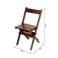 Conjunto Mesa Dobrável 60x60cm Com 2 Cadeiras Em Madeira Maciça - Imbuia - Marrom - 2