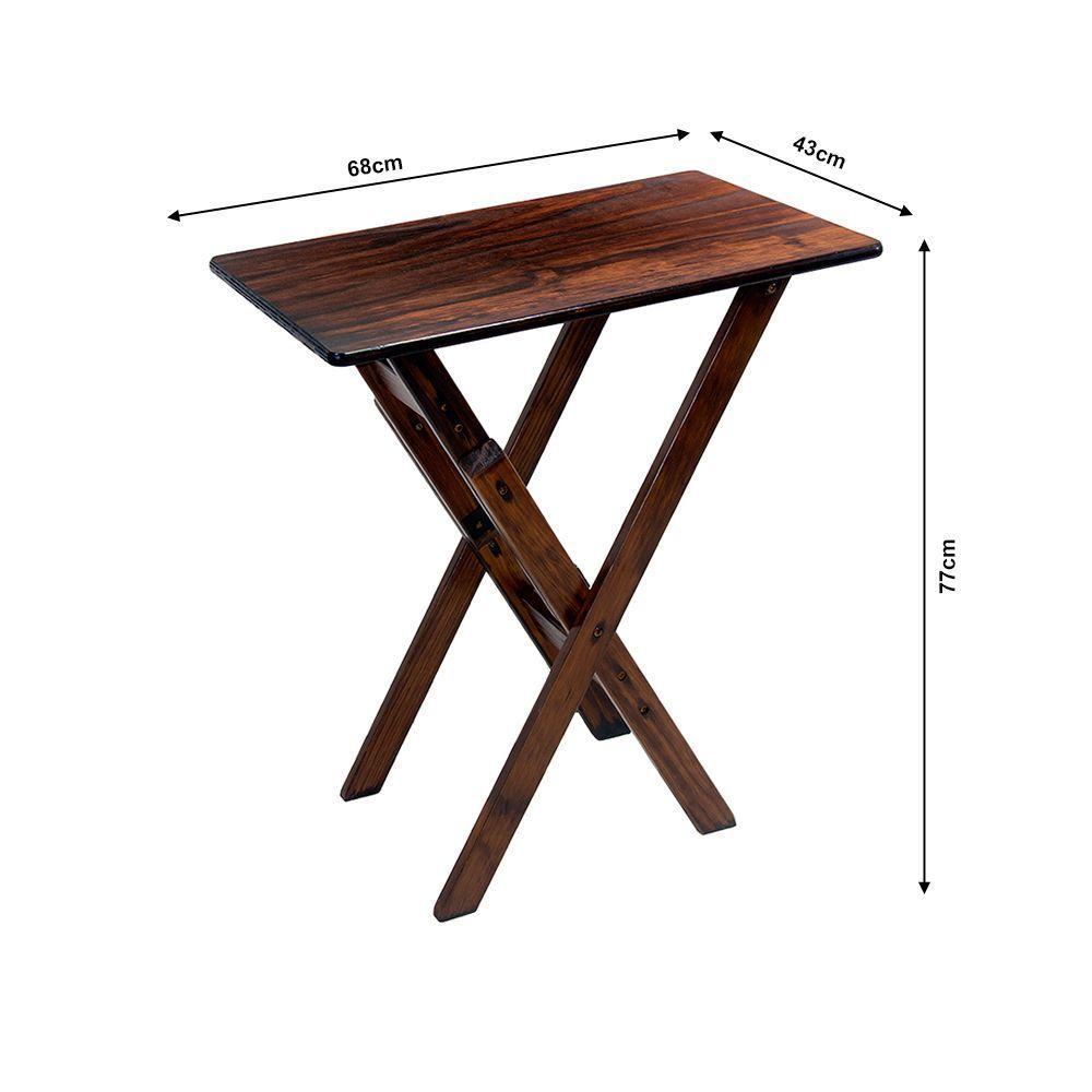 Jogo Mesa Aparador Bar Dobrável Com 2 Cadeiras Em Madeira Maciça - Imbuia - Marrom - 3