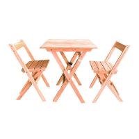 Conjunto Mesa Dobrável 60x60cm Com 2 Cadeiras Em Madeira Maciça - Cru - Bege - 1