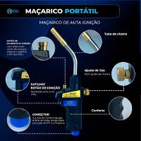 Maçarico Turbo Hand Torch Com Acendimento Automático Hiatsu Jh-6st - 6