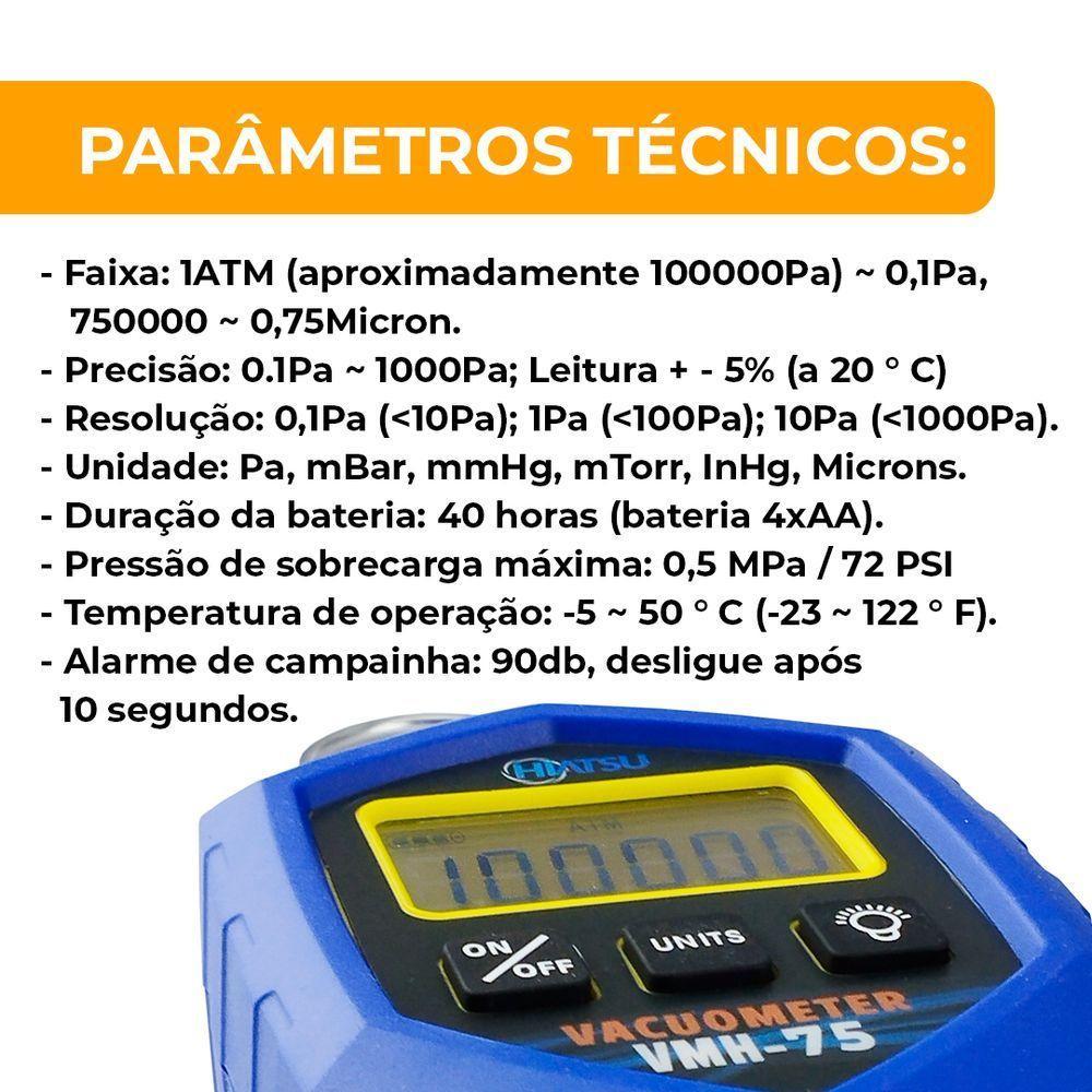 Vacuômetro Digital Hiatsu Com Maleta Vmh-75 único - 2