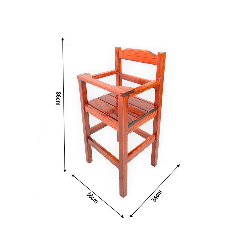 Cadeira Papinha Para Bebê Com Trava Fixa Em Madeira Maciça - Imbuia - Marrom - 2