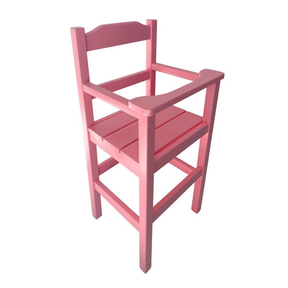 Cadeira Papinha Para Bebê Com Trava Fixa Em Madeira Maciça - Rosa - Rosa - 3
