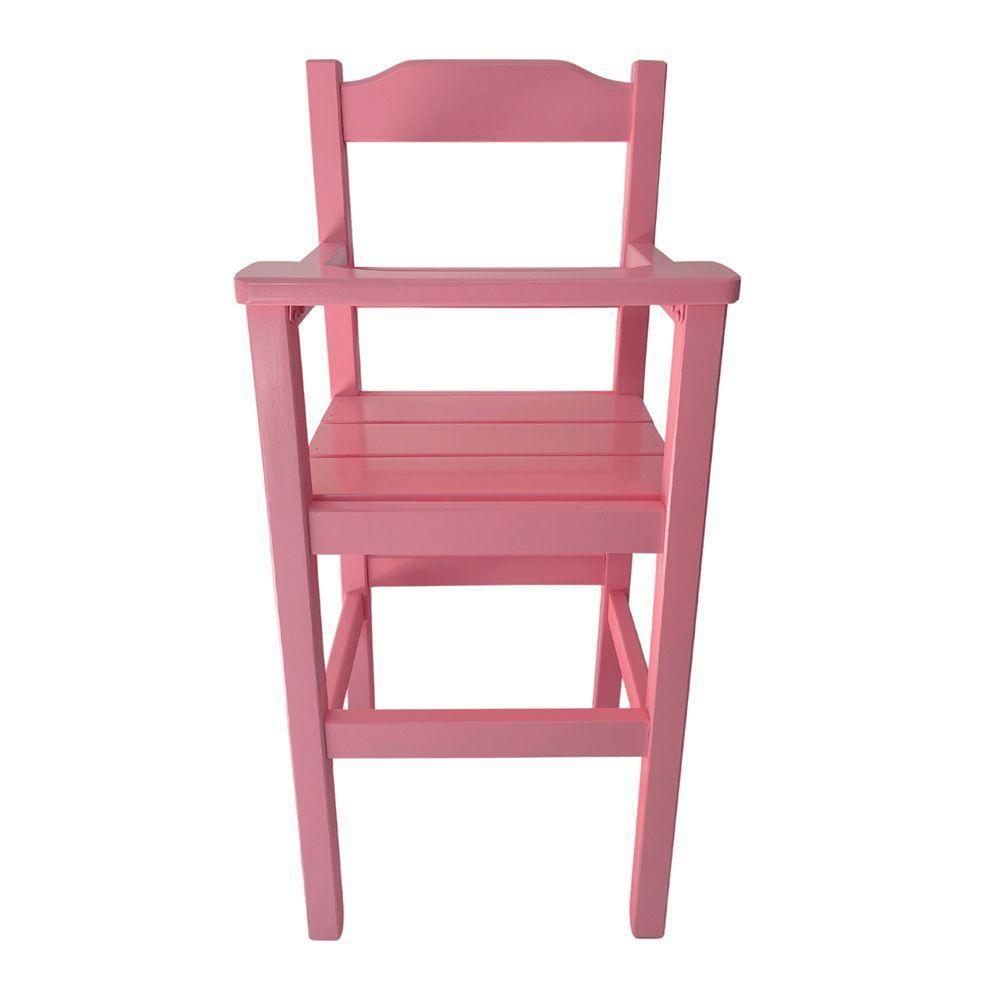 Cadeira Papinha Para Bebê Com Trava Fixa Em Madeira Maciça - Rosa - Rosa - 4