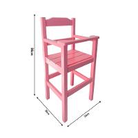 Cadeira Papinha Para Bebê Com Trava Fixa Em Madeira Maciça - Rosa - Rosa - 2