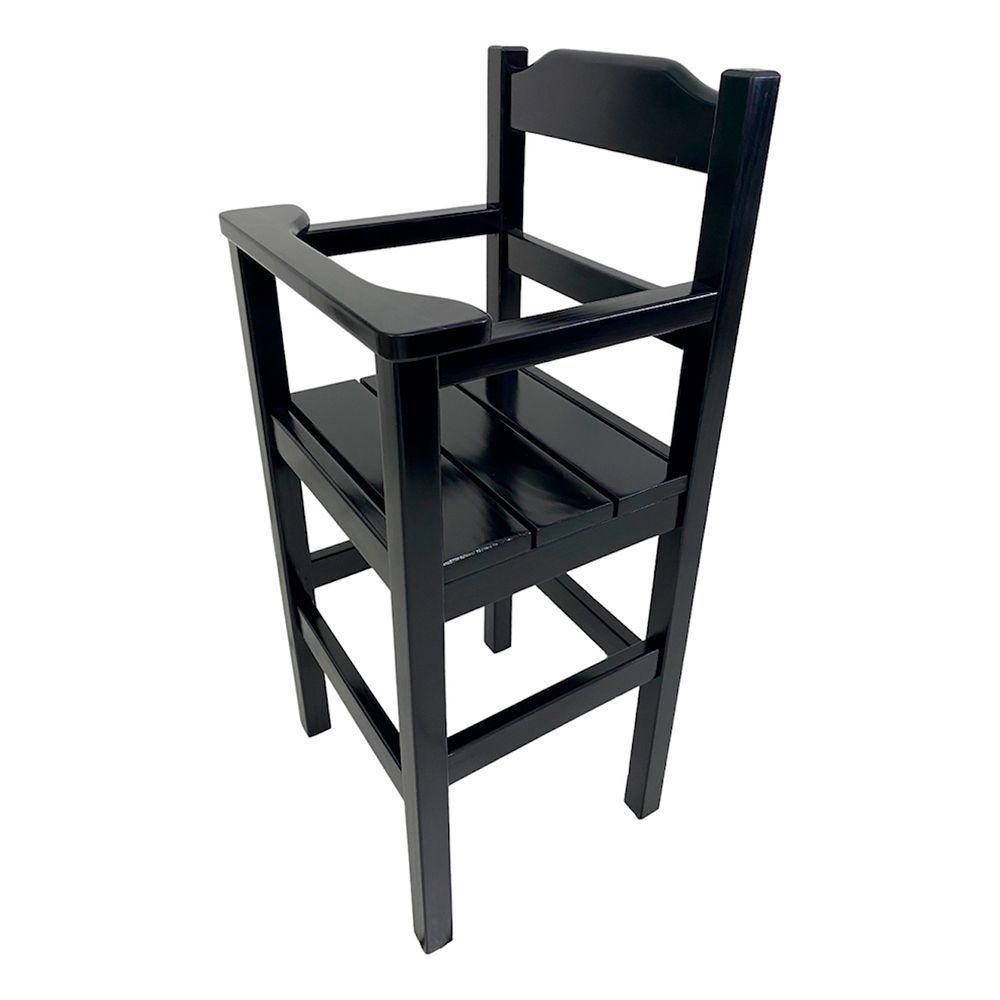 Cadeira Papinha Para Bebê Com Trava Fixa Em Madeira Maciça - Preto - Preto - 1