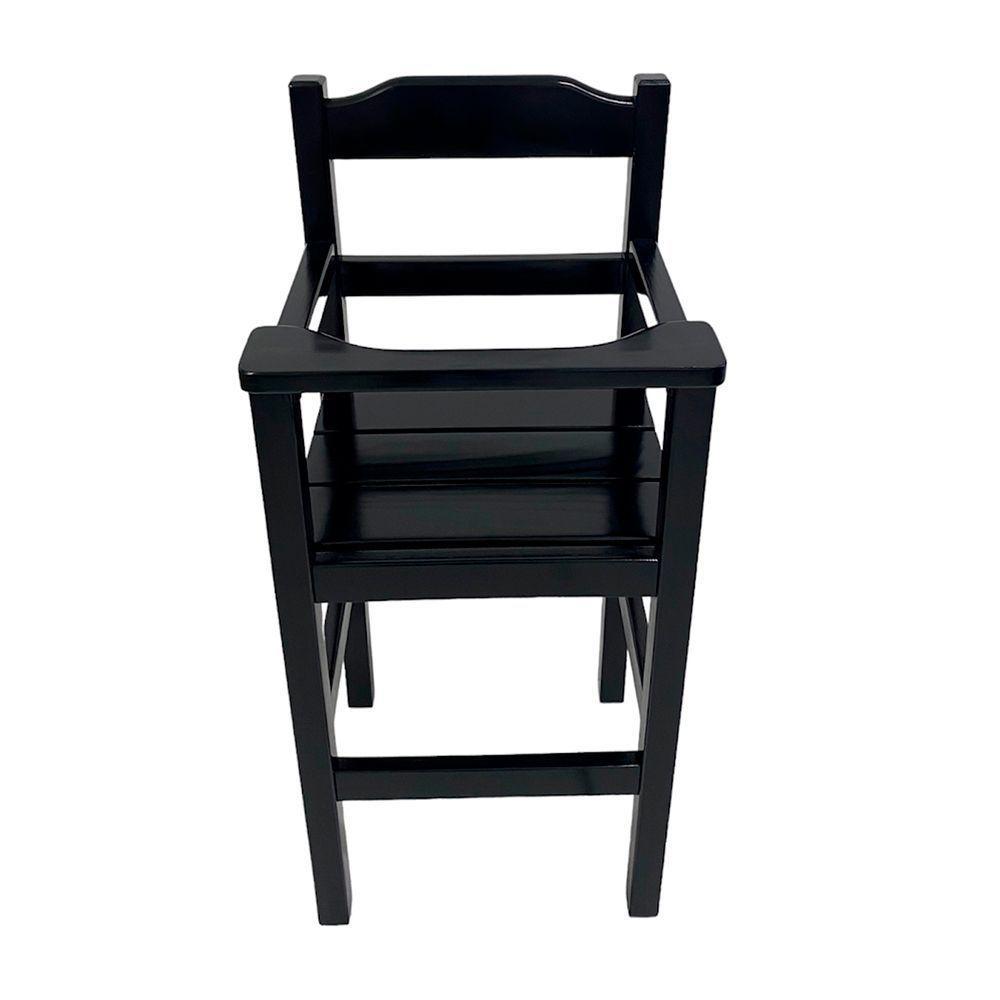 Cadeira Papinha Para Bebê Com Trava Fixa Em Madeira Maciça - Preto - Preto - 4