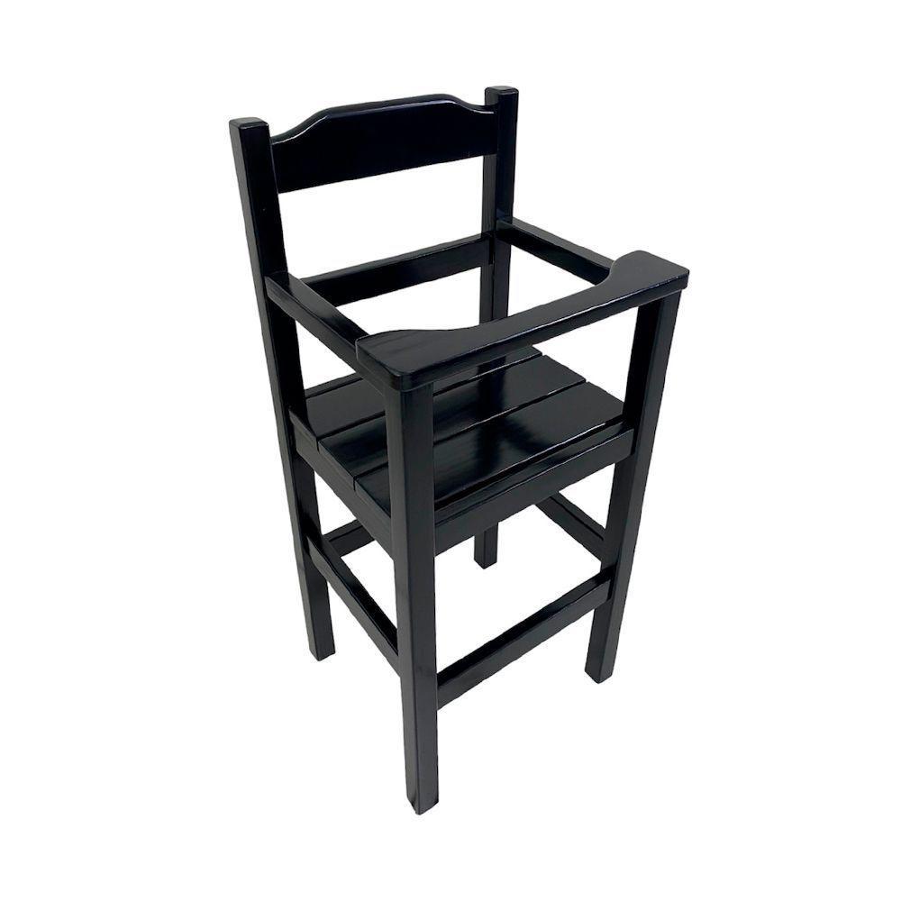 Cadeira Papinha Para Bebê Com Trava Fixa Em Madeira Maciça - Preto - Preto - 6