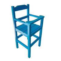 Cadeira Papinha Para Bebê Com Trava Fixa Em Madeira Maciça - Azul - Azul - 1
